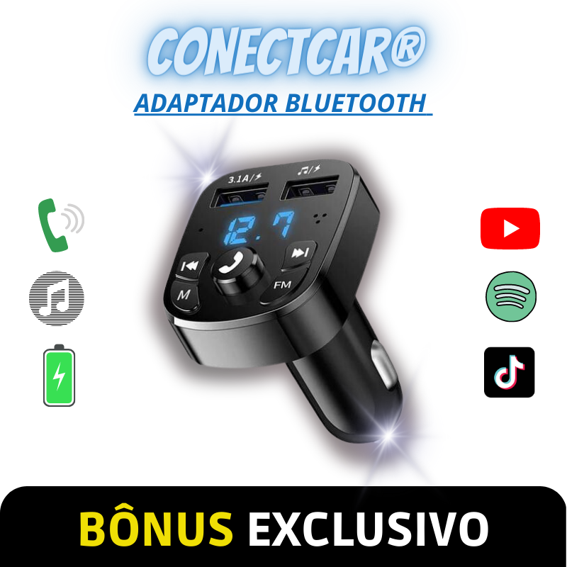 ConectCar® - Adaptador Bluetooth Automotivo + [BÔNUS EXCLUSIVO]