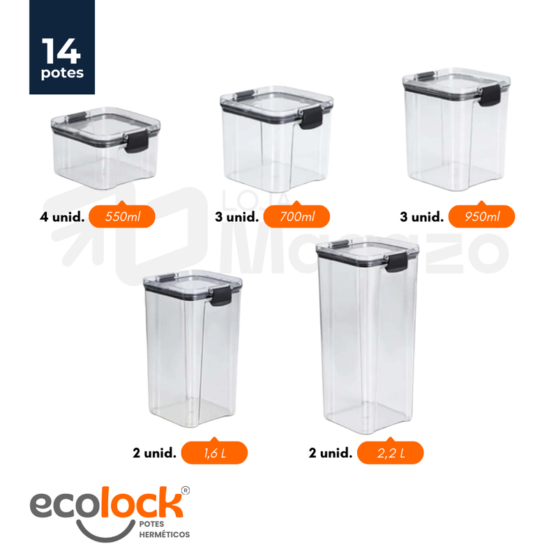 EcoLock™ - Kit Potes Herméticos de Vidro + (Brindes Exclusivos)