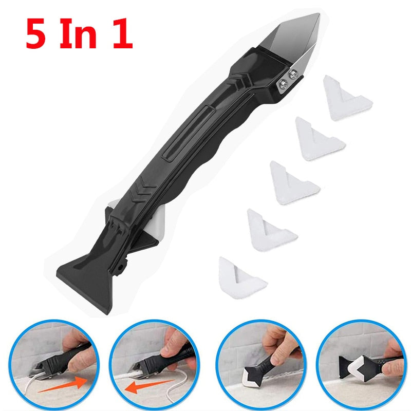 5 in1 Silicone Remover Sealant Smooth Scraper Caulk Finisher Grout Kit Tools Floor Mould Removal Hand Tools Set Accessories New